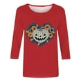 thumbnail image 4 of FAVIPT Pumpkin Shirt Womens Quarter Sleeve Crew Neck Tops Halloween Funny Print Basic Pullover Tees Lounge Trendy Fall 2025 Blouses Red,XL, 4 of 4
