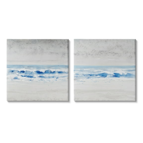 Stupell Industries Abstract Rolling Beach Waves Nautical Shoreline Landscape Painting Gallery Wrapped Canvas Print Wall Art, Set of 2, Design by Tim OToole