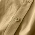 thumbnail image 4 of Mrat Sleeve Blouses Tunic Chemise à Col Rond en Coton et Lin Uni pour Femmes, Décontractée et Polyvalente, à Manches Courtes, Chandail à Manches Courtes pour Femmes P-16 Kaki G, 4 of 6