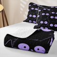 thumbnail image 4 of Manfei Kawaii Lines Cat Quilt Full, Cartoon Kitten Full Bedspread Sets, Black Purple, 3 Pieces, 1 Coverlet and 2 Pillowcases, 4 of 7