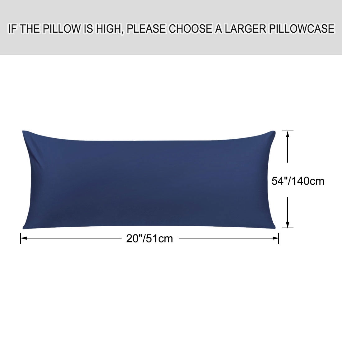 Unique Bargains Pillowcases 2 Pack 100% Cotton Body Pillow Covers Navy Blue 20" x 54"