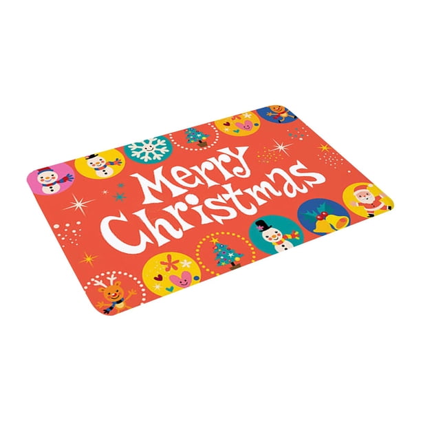 Alfombra navideña con diseño de Papá Noel y alce, antideslizante, de franela, absorbente, para puerta de entrada. C