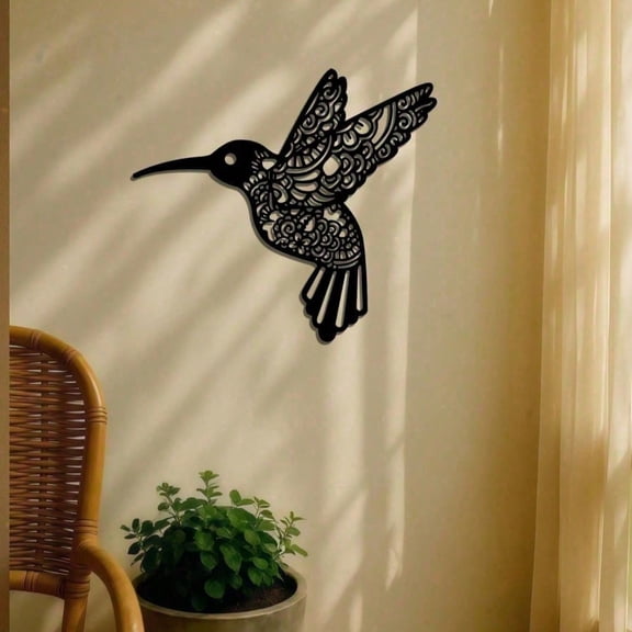 HELLOYOUNG Boho Hummingbird Wall Art Metal Decor for Outdoor Garden & Indoor Living Room, Vintage Iron Bird Wall Sculpture, Farmhouse Aesthetic Decor