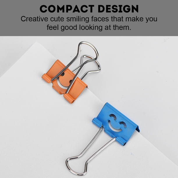 40 piezas/caja de clips de metal para encuadernación de papel con forma de cara sonriente y bonitos colores creativos para oficina y escuela