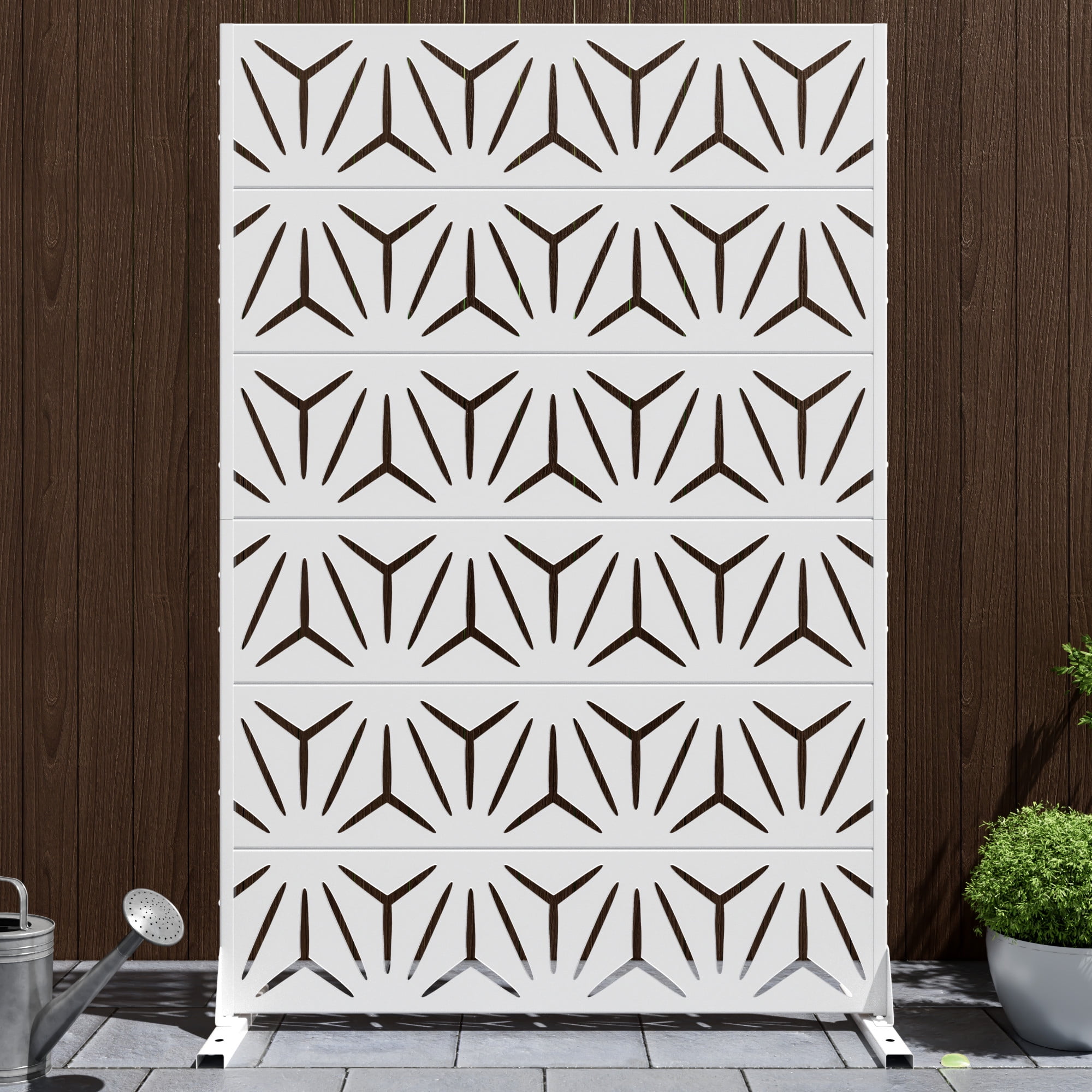 MAYEERTY Industrial-Style Steel Privacy Screen, Freestanding Folding Room Divider,White