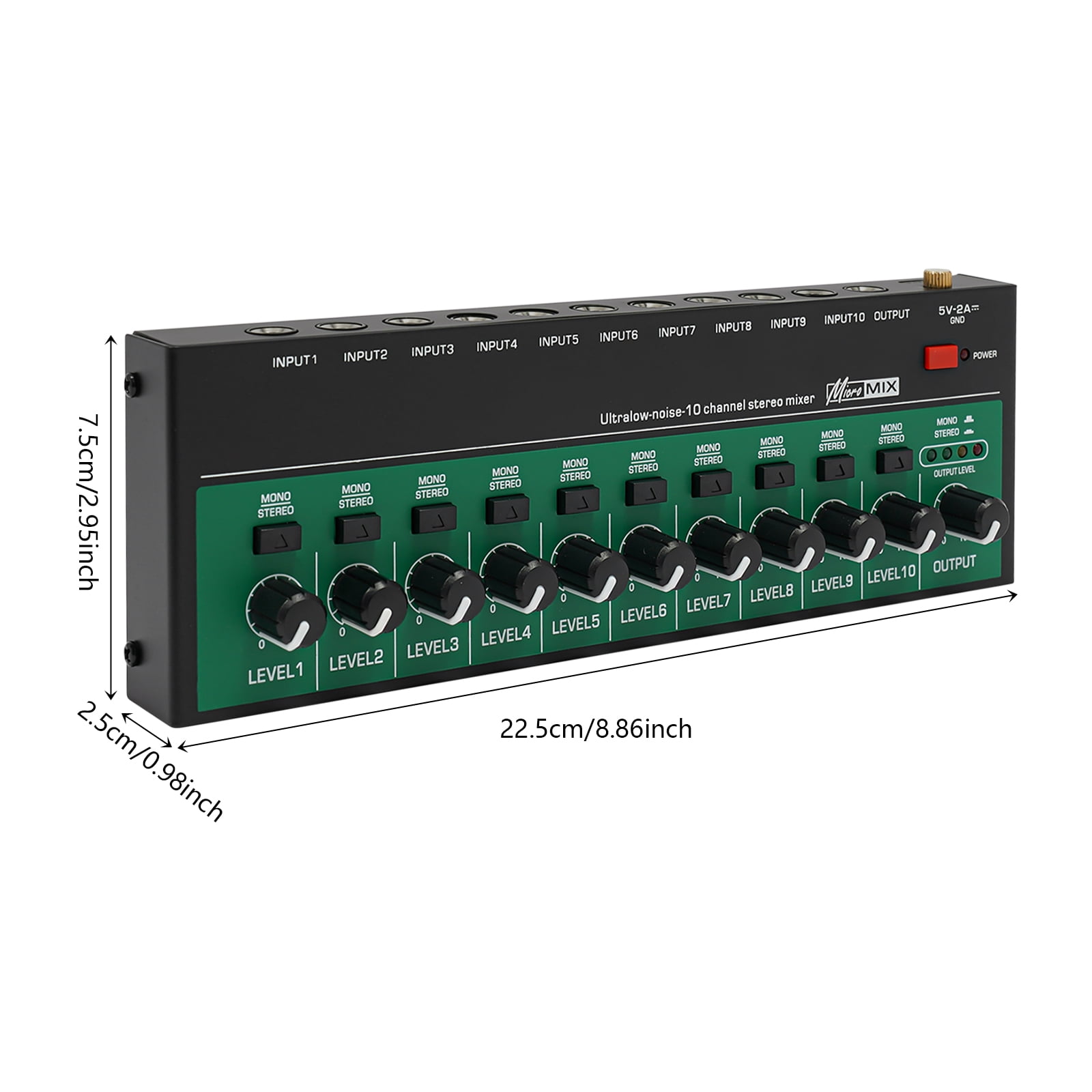 10 Channels Audio Mixer, Mini Audio Mixer, Audio Mixer w/USB Charging Cable&Plug for Recording Studios