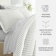 thumbnail image 4 of Noble Linens 8 Piece Patterned Duvet Bedding Bundle, Puffed Rugged Stripes Light Gray, King, 4 of 6