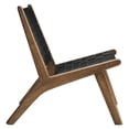 thumbnail image 4 of Maklaine Woven Leather & Wood Accent Lounge Chair in Black and Walnut, 4 of 9