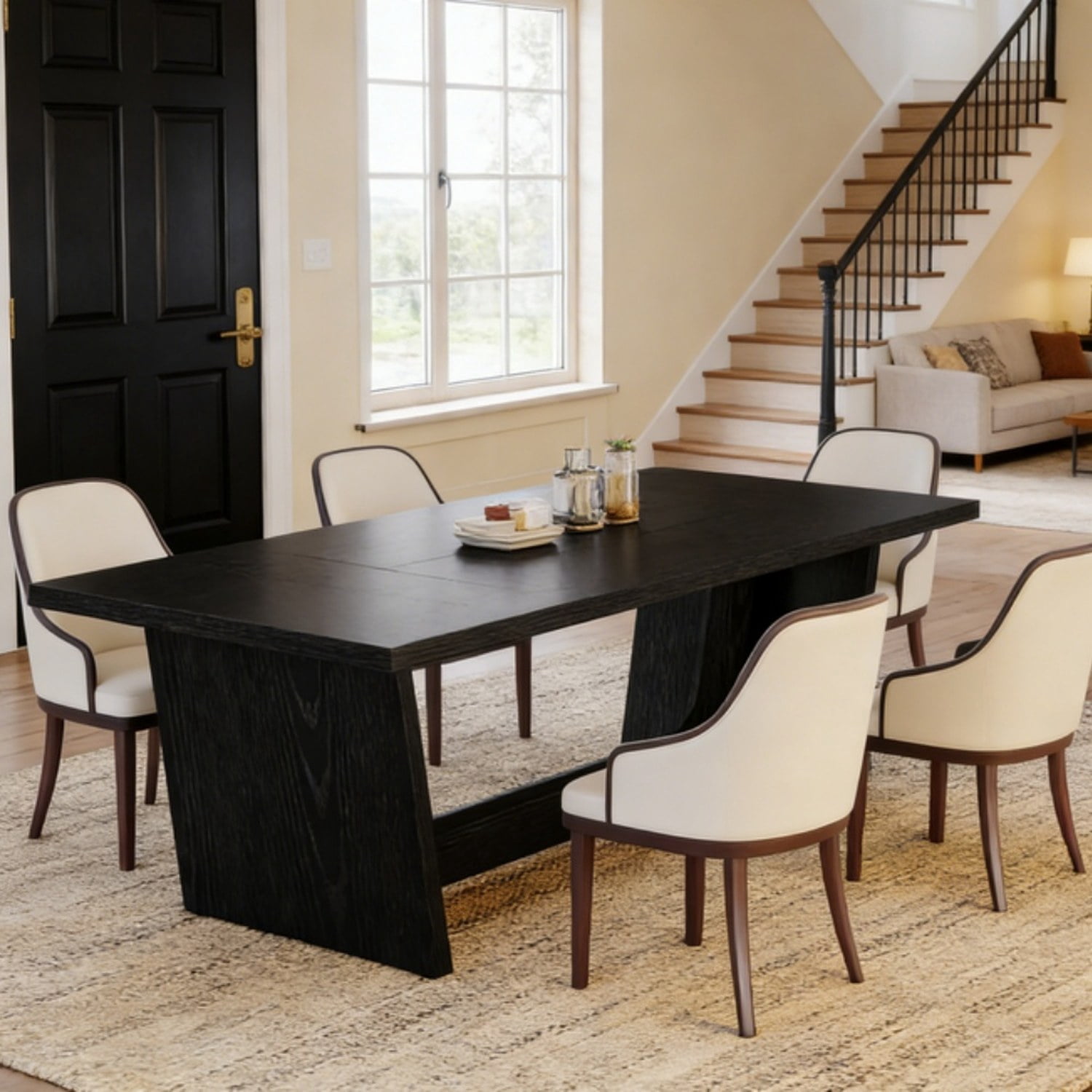 Dining Table, Rustic Farmhouse Wooden Table for 6-8 People, 70.87 in W x 31.3 in D x 29.92 in H