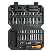 BENTISM Socket Set, 1/4" Drive Socket and Ratchet Set,6-Point Socket and Ratchet Set, 54 Pieces Tool Set SAE and Metric( 5/32-9/16 in., 4-14 mm), Deep and Standard Sockets for Automotive Repairs