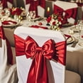 thumbnail image 3 of Pack of 50 Wedding Satin Chair Sashes Red Bows 7x108inch Ribbon Fabric Bands for Banquet Party Hotel Restaurant Ceremony Event Chairs Knots Ties Decorations - Red, 50PCS, 3 of 15