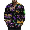 thumbnail image 3 of lcziwo Mardi Gras Shirts Mens Disco Shirt Retro 70s Shirts for Men Novelty Printed Long Sleeve Button Down Shirts Carnival Parade Party Costume Daily Deals Multicolor S, 3 of 6