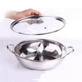 thumbnail image 4 of Hot Pot Pan Kitchenware Professional Separate Shabu Hot Hot Pot Cooker with Glass Lid for Party 32cm, 4 of 9