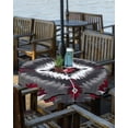 thumbnail image 2 of Boanket Outdoor Tablecloth with Umbrella Hole for Patio/Picnic/Party/Camping, Boho Red Grey Waterproof Table Cloth Round Cover Washable, Geometric Southwestern Retro Ethnic (Dia 54"), 2 of 7