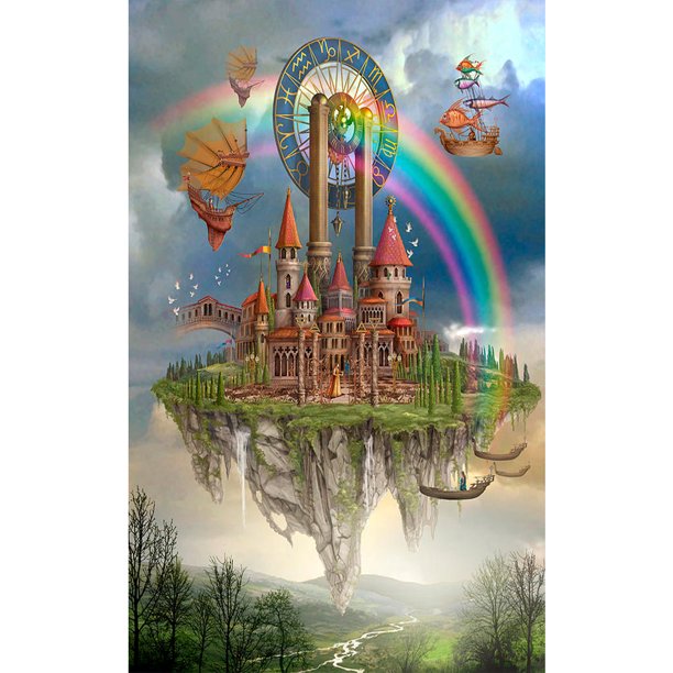 Diamante pintura 5D DIY taladro redondo completo Castillo en el cielo Kit decoración del hogar FLhrweasw Nuevo