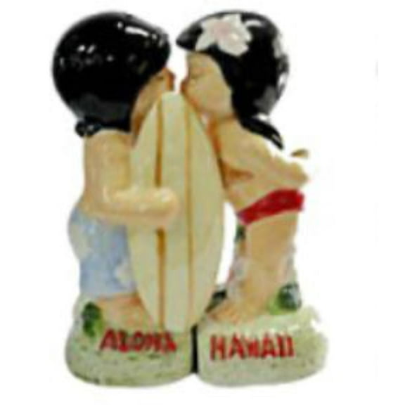 Kissing Surfer Kids Ceramic Salt Pepper Shakers