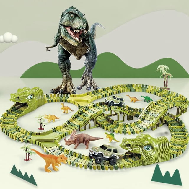 Juguetes De Pista De Carreras De Dinosaurios, Pistas Flexibles, Realistas, Fáciles De Montar, Juguetes Eléctricos Seguros Para Carreras En Carretera De Dinosaurios Que Mejoran La