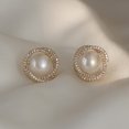 thumbnail image 5 of SPRING PARK Round Faux Pearl Silver Plated Stud Earring for Women Earrings Jewelry Gift, 5 of 7