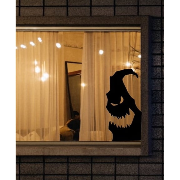 Giant Spooky monster face silhouette Window cling Decal Reusable & Durable:Halloween