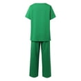 thumbnail image 5 of Duoif Womens Summer Outfits Women's Two Piece Outfits Irregular Short Sleeve Crew Neck Pullover Top Elastic Waist Wide Leg Pull on Pants Set with Pockets Pant Suits for Women Dressy Green M, 5 of 8
