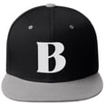 thumbnail image 2 of Daxton Classic Snapback Hat 3D Capital Alphabet Letters Flat Bill Visor Cap, Black Light Grey Hat White Letter B, 2 of 3