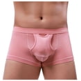 thumbnail image 3 of Jinhomg Men's Boxer Briefs Underwear Short Leg Bulge Pouch Trunks U Pouch Open Fly Lingerie Lightweight Comfy Short Leg Basic Solid Panties Sales Today Clearance Pink XXL, 3 of 10