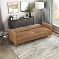 thumbnail image 3 of OakvillePark Cedarsong Faux Leather Convertible Sofa Bed, Camel, 3 of 13