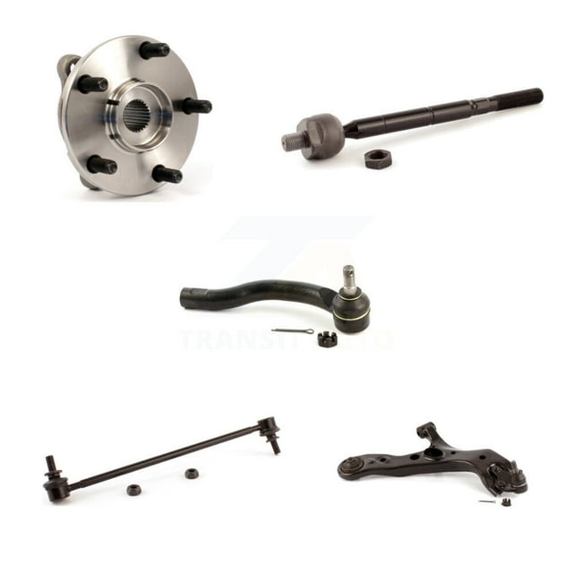 Transit Auto Front Right Hub Bearing Assembly Suspension Lower Control Arm with Ball Joint Outer Inner Tie Rod End and Sway Bar Stabilizer Link Kit (5Pc) for Car Toyota RAV4 K7T-106456