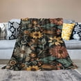 thumbnail image 2 of JRXY Boho Vintage Floral Print Blanket,Rustic Soft Flannel Lightweight Blanket,Brown/PeachPuff/Green Botanical Throw Blanket for Living Room Sofa Decor,Gifts Blanket for Women All Seasons White, 2 of 6