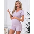 thumbnail image 2 of DARING DIVA Women's Nursing Modal Short Sleeves Postpartum Pajama Sets S Purple, 2 of 7