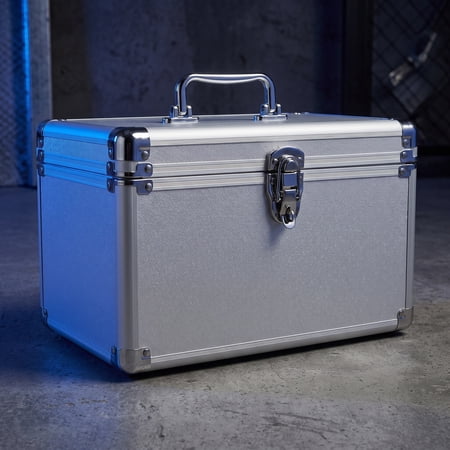 Healifty Durable Aluminum Alloy Tool Carrying Case with Handle Plated Silver Portable Organizer for Repairs