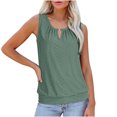 thumbnail image 5 of ClodeEU Women's Round Neck Eyelet Embroidery Tank Top, Loose Fit Solid Color Casual Summer Shirt Army Green,Womens Plus XXL, 5 of 9