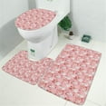 thumbnail image 2 of Pink Christmas Snowman Pattern Bathroom Rugs Sets 3 Piece,Toilet Cover Set,Absorbent Non Slip Bathroom Mats Sets with U-Shaped Contour Rug Toilet Rug Set, 2 of 5