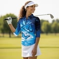 thumbnail image 4 of Uorisanigo Blue Butterfly Women's Dry-Fit Golf Polo Shirts Comfortable Versatile Women's 3/4 Sleeve Athletic Golf Shirts Fashionable Workout Tops Stylish Pullover for Workout Sports, 4 of 7