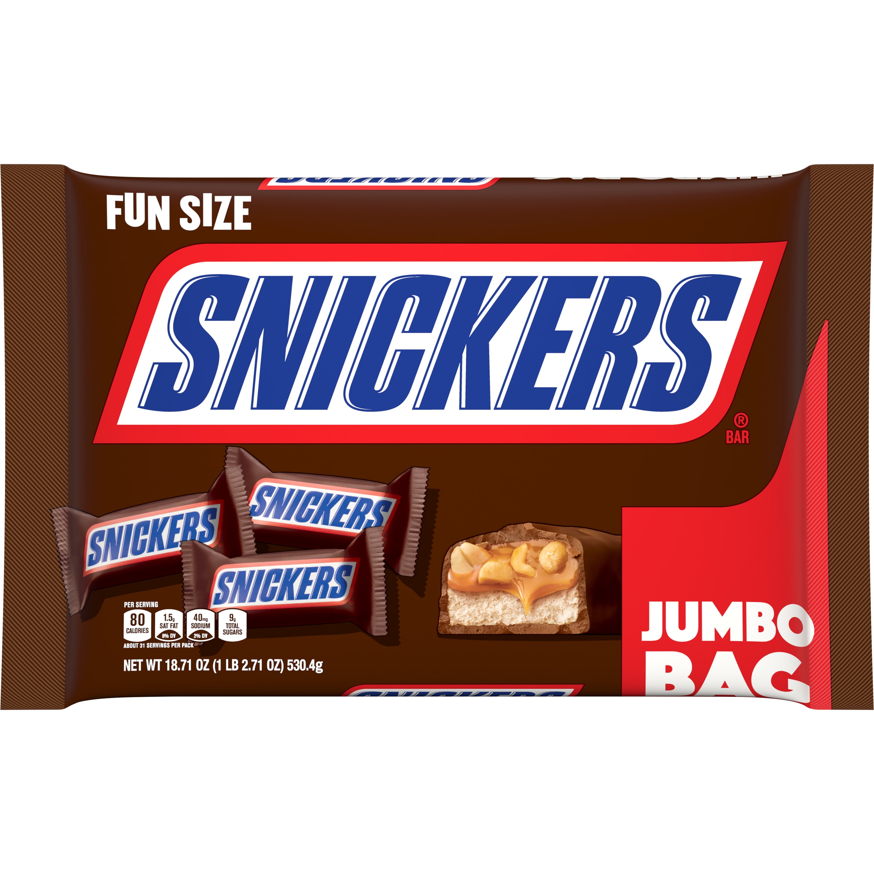 Snickers Fun Size Chocolate Bars, 18.71 oz Jumbo Candy Bag