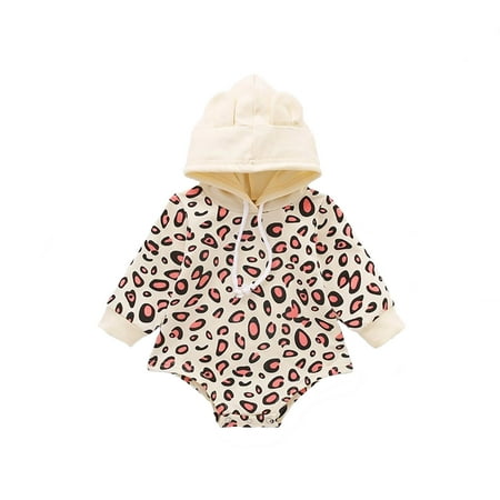 

YWDJ 0-12Month One Piece Outfit Toddler Kids Boys Girls Cute Cartoon Rabbit Ears Leopard Cotton Romper Yellow 80