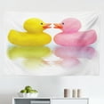 thumbnail image 1 of Rubber Duck Tapestry, Rubber Ducks on Water Inspired Backdrop Bubbles Funny Pattern, Fabric Wall Hanging Decor for Bedroom Living Room Dorm, 2 Sizes, Turquoise Yellow Orange, by Ambesonne, 1 of 1