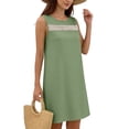 thumbnail image 3 of Hurxie Summer Dresses for Women Beach Vacation Spring Fashion Clothing Lace Mini Tank Dress with Pockets Green,L, 3 of 6