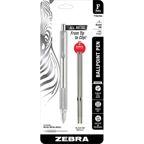 Bolígrafo Zebra F-701, 0,8 mm, punta fina de metal