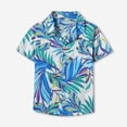 thumbnail image 5 of NIEWTR Boys Vintage Floral Print Short Sleeve Button Up Shirt Casual Summer Tops for Beach & Parties(Light Blue,6-7 Years), 5 of 5