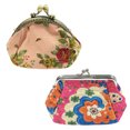thumbnail image 1 of Wrapables® Canvas and Embroidered Floral Coin Purse Clutch Wallet (Set of 2), Light and Bright Pinks, 1 of 8