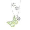 thumbnail image 2 of Delight Jewelry Acrylic Cut Out Butterfly Mirror Lime Green Silver tone Snowflake Charm Necklace and Stud Earrings, 2 of 4
