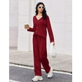 thumbnail image 3 of Ekouaer Womens Waffle Knit Pajamas Long Sleeve Lounge Set Button Up Pjs Loungewear with Pockets, 3 of 11