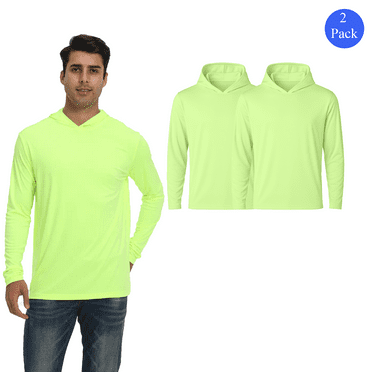 Zfeel Hi Vis Men's Safety Work Hoodie, Lightweight Dry Fit Pullover Hooded, Neon Yellow, Pack 2, S