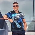 thumbnail image 4 of Fotbe Futuristic Blue Light White Tiger Camiseta Polo de Golf para Hombre con Estampado – Camisa Deportiva Transpirable con Cuello Abotonado-Medium, 4 of 6