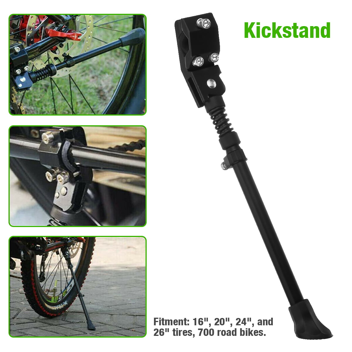 Mountain Bike Kickstand Adjustable Bicycle Kickstand Bike Stand for 26inches Road Bike Mountain Bike Bicycle Accessories Black 
