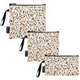 thumbnail image 2 of Dailycode 3 Pack Reusable Ziploc Bags Leakproof Sandwich Snack Freezer Bags, Vintage Cream Speckle Dot, 2 of 7