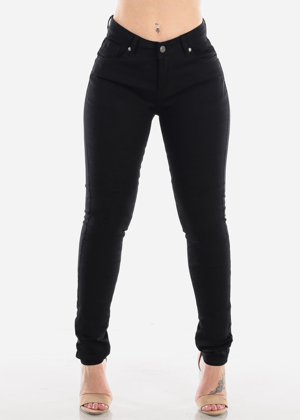 women's mid rise black skinny jeans