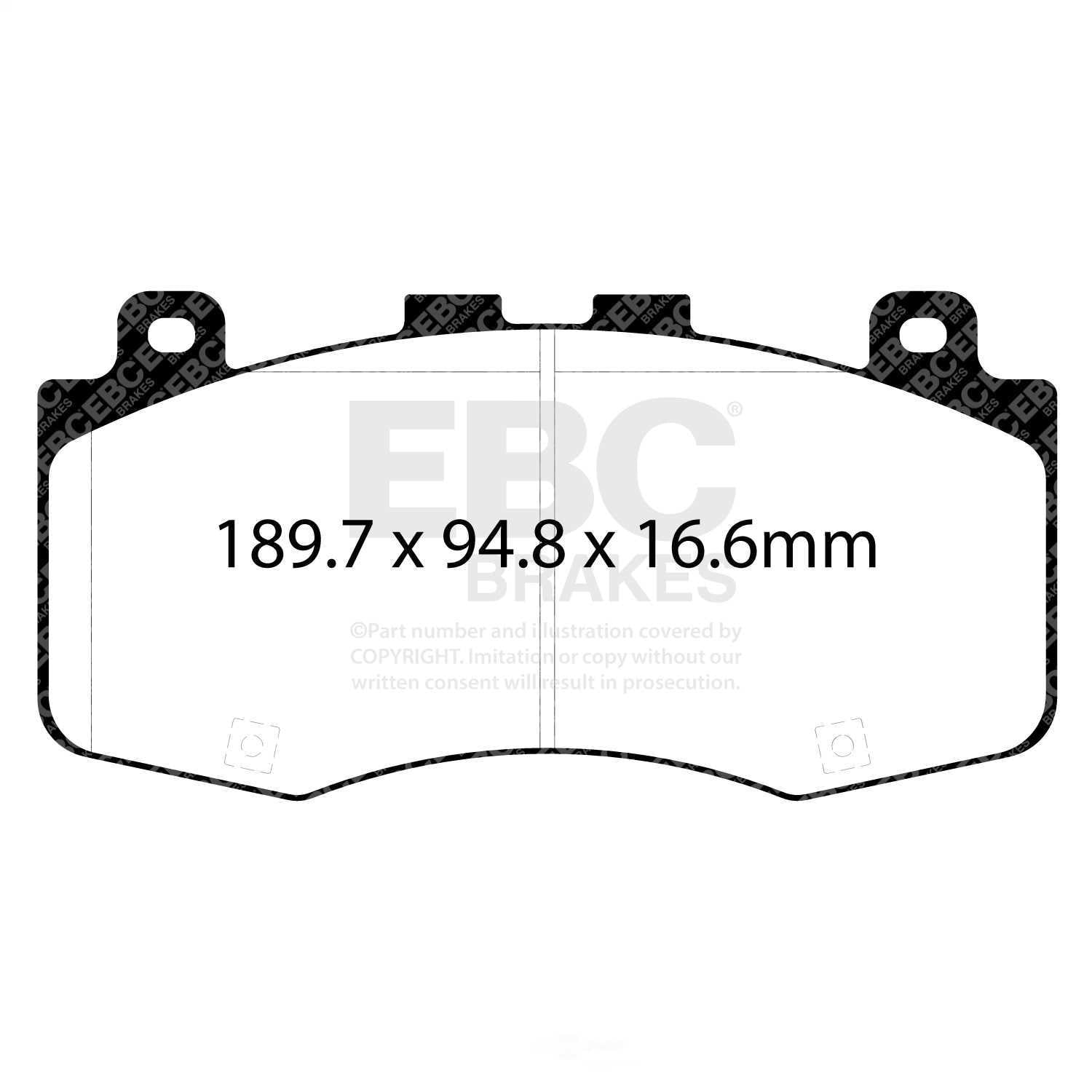 EBC Brakes Yellow stuff Pads Fits select: 2018 JEEP GRAND CHEROKEE TRACKHAWK, 2021 DODGE DURANGO SRT HELLCAT