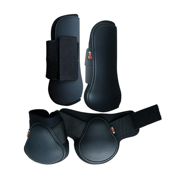 Juego de 4 protectores para tendón de caballo para entrenamiento delantero y trasero, ajustables, de cuero PU L